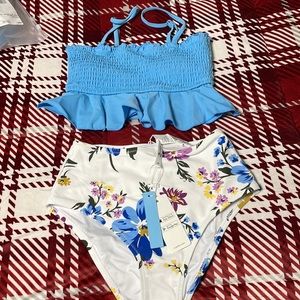 Cupshe floral high waisted bikini set